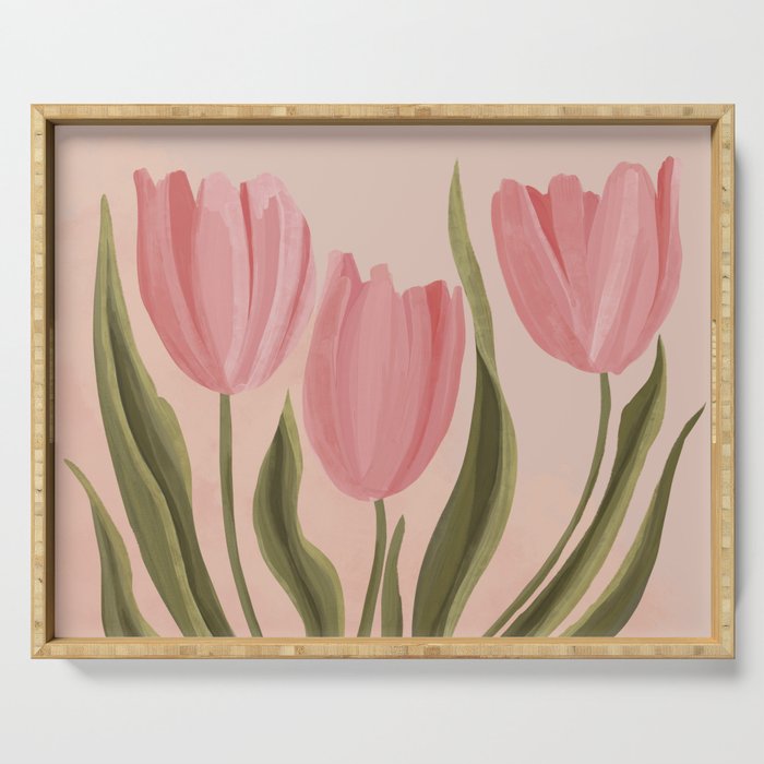 Pink tulips Serving Tray Gallery Image 1