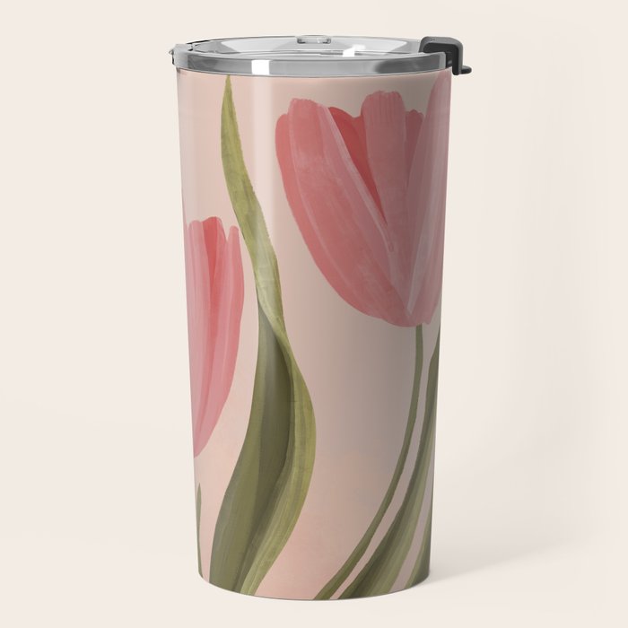 Pink tulips Travel Mug Gallery Image 2