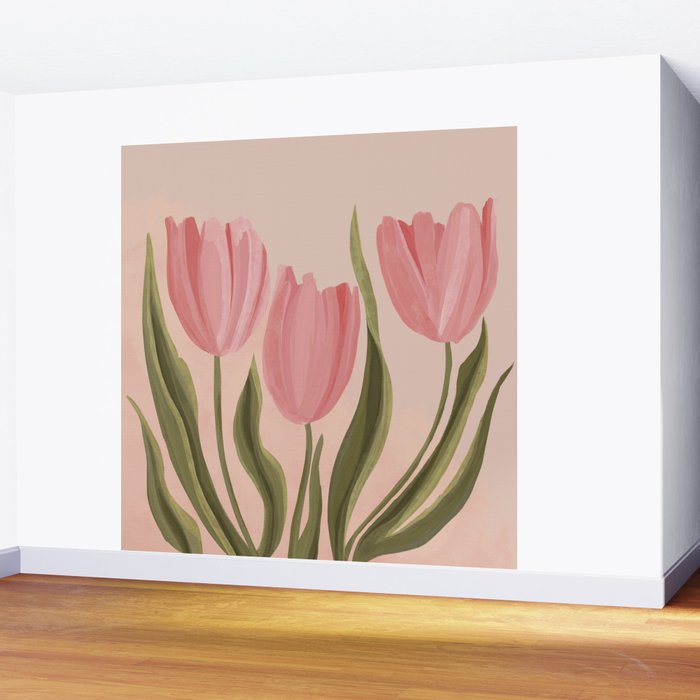 Pink tulips Wall Mural Gallery Image 2