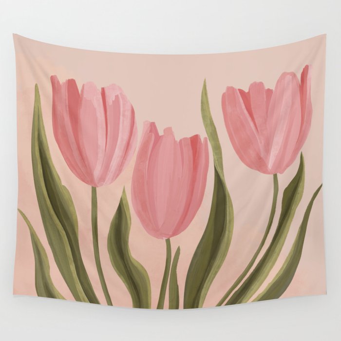 Pink tulips Wall Tapestry Gallery Image 4
