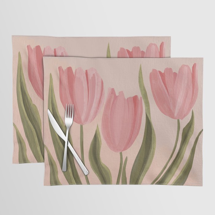 Pink tulips Placemat Gallery Image 1