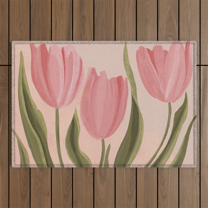 Pink tulips Outdoor Rug Gallery Image 1