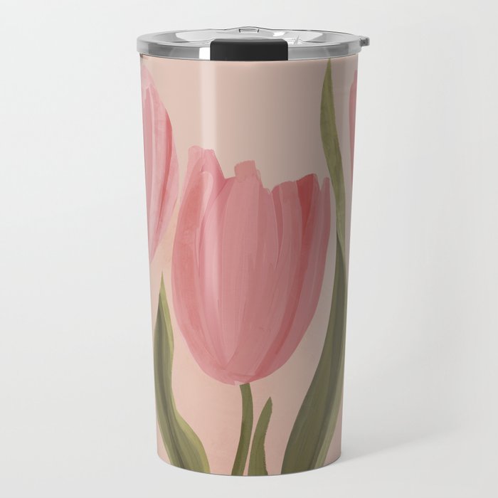 Pink tulips Travel Mug Gallery Image 1