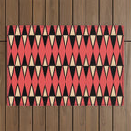 Mid Century Modern Diamond Pattern Red Black cream 231 Outdoor Rug Gallery Image 1