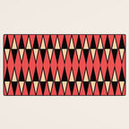Mid Century Modern Diamond Pattern Red Black cream 231 Desk Mat Gallery Image 3