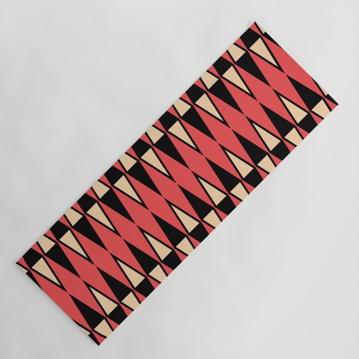 Mid Century Modern Diamond Pattern Red Black cream 231 Yoga Mat Gallery Image 1