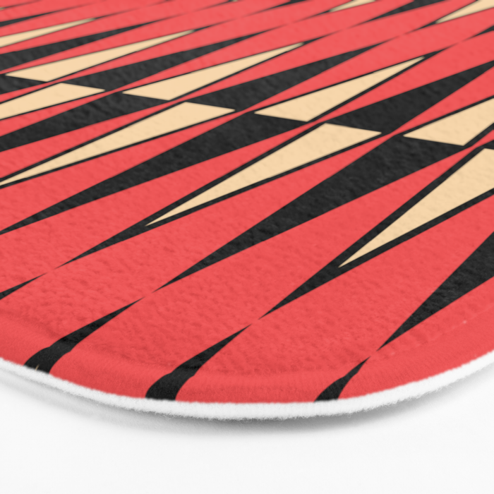 Mid Century Modern Diamond Pattern Red Black cream 231 Bath Mat Gallery Image 3