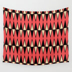 Mid Century Modern Diamond Pattern Red Black cream 231 Wall Tapestry Gallery Image 4