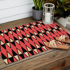 Mid Century Modern Diamond Pattern Red Black cream 231 Outdoor Rug Gallery Image 2