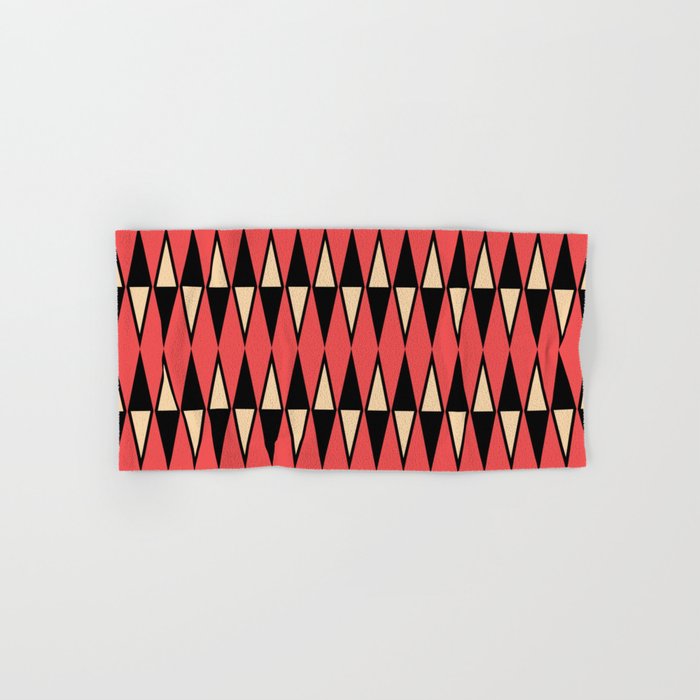 Mid Century Modern Diamond Pattern Red Black cream 231 Towels Gallery Image 1