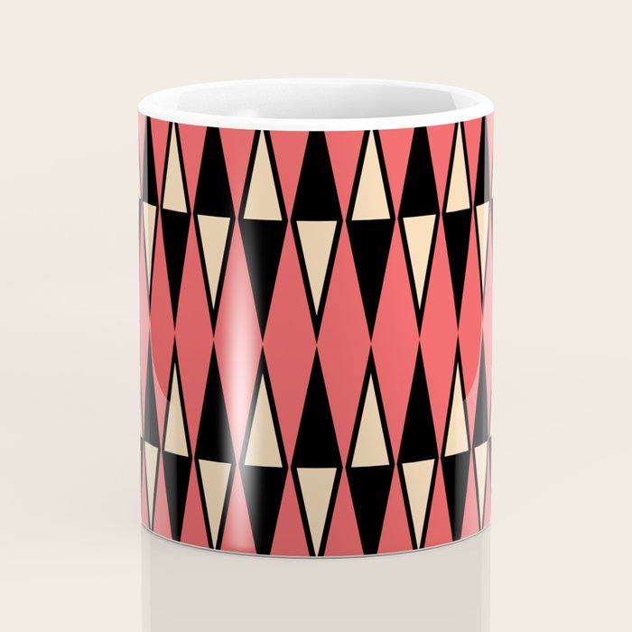 Mid Century Modern Diamond Pattern Red Black cream 231 Coffee Mug Gallery Image 4