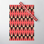 Mid Century Modern Diamond Pattern Red Black cream 231 Wrapping Paper Gallery Image 1