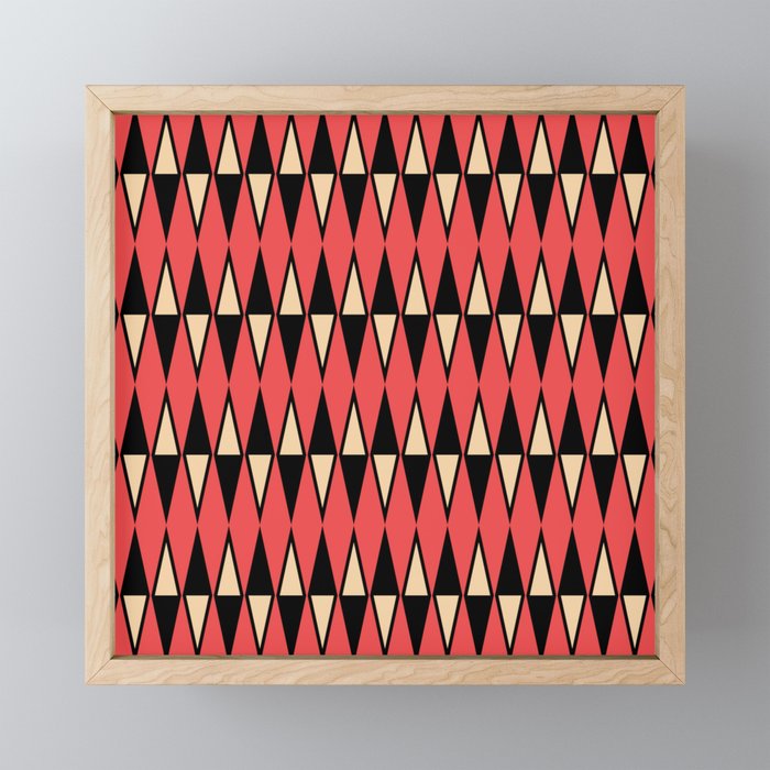 Mid Century Modern Diamond Pattern Red Black cream 231 Mini Art Print Gallery Image 1