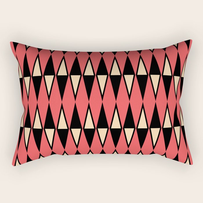 Mid Century Modern Diamond Pattern Red Black cream 231 Rectangular Pillow Gallery Image 1
