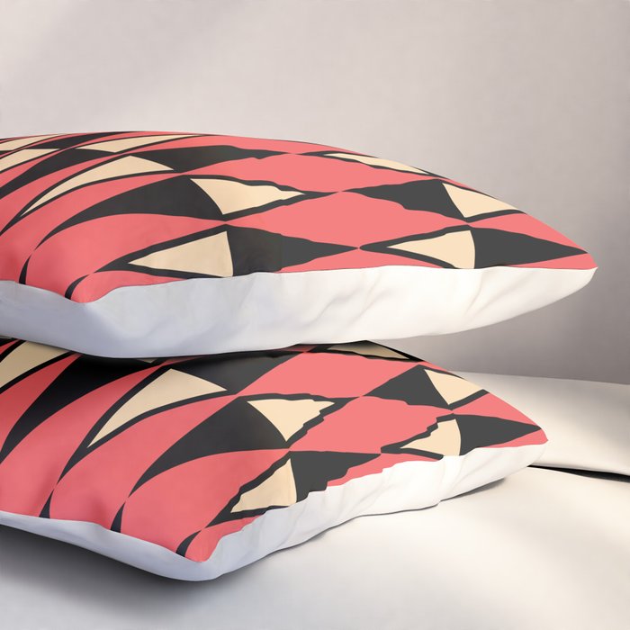 Mid Century Modern Diamond Pattern Red Black cream 231 Pillow Sham Gallery Image 3