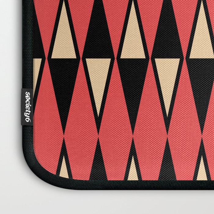 Mid Century Modern Diamond Pattern Red Black cream 231 Laptop Sleeve Gallery Image 3