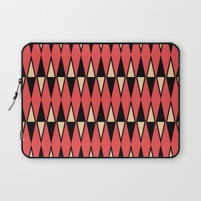 Mid Century Modern Diamond Pattern Red Black cream 231 Laptop Sleeve Gallery Image 1