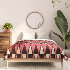 Mid Century Modern Diamond Pattern Red Black cream 231 Comforter Gallery Image 3