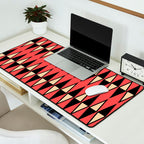 Mid Century Modern Diamond Pattern Red Black cream 231 Desk Mat Gallery Image 2