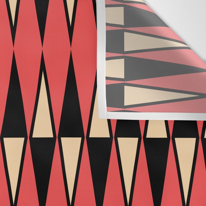 Mid Century Modern Diamond Pattern Red Black cream 231 Wall Tapestry Gallery Image 3