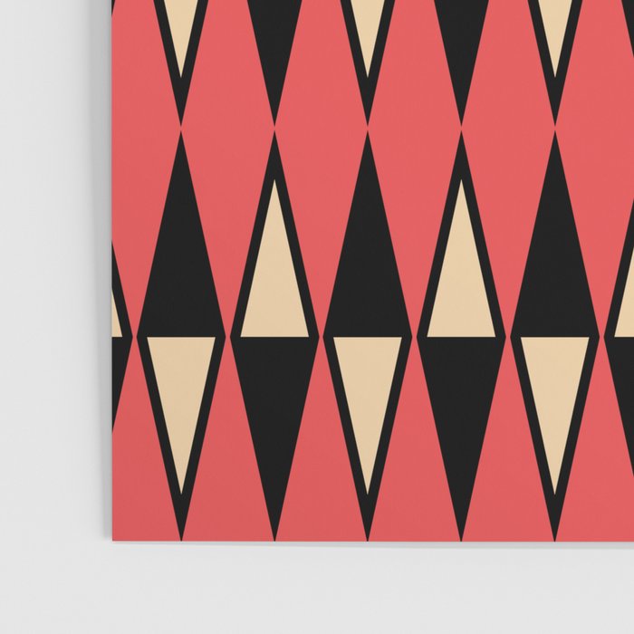 Mid Century Modern Diamond Pattern Red Black cream 231 Poster Gallery Image 3