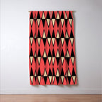 Mid Century Modern Diamond Pattern Red Black cream 231 Window Curtain Gallery Image 3