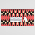 Mid Century Modern Diamond Pattern Red Black cream 231 Desk Mat Gallery Image 1