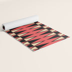 Mid Century Modern Diamond Pattern Red Black cream 231 Yoga Mat Gallery Image 2