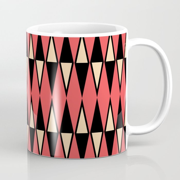 Mid Century Modern Diamond Pattern Red Black cream 231 Coffee Mug Gallery Image 1