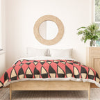 Mid Century Modern Diamond Pattern Red Black cream 231 Duvet Cover Gallery Image 3