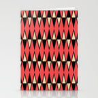Mid Century Modern Diamond Pattern Red Black cream 231 Stationery Card Gallery Image 2