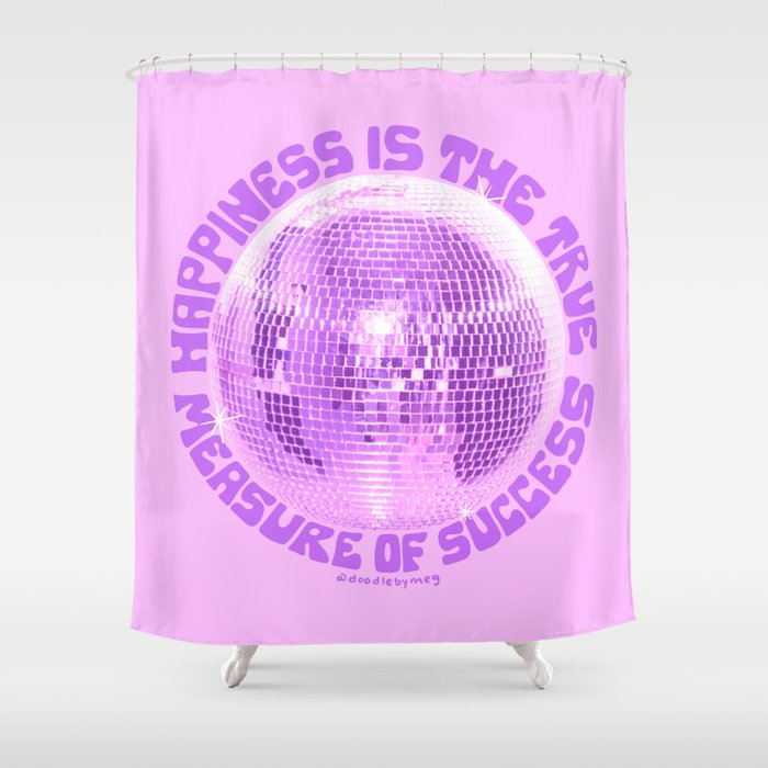 Happiness Is The True Measure of Success in Purple Shower Curtain Gallery Image 1