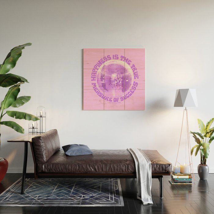 Happiness Is The True Measure of Success in Purple Wood Wall Art Gallery Image 2