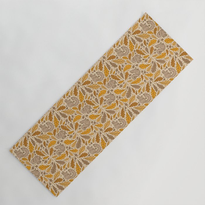 Oak & Squirrels | Autumn Yellows Palette Yoga Mat Gallery Image 1
