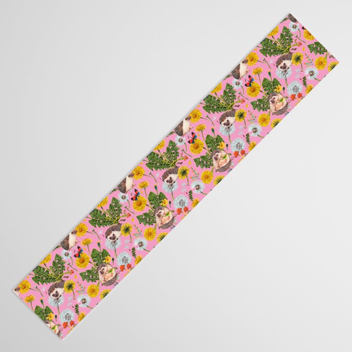 Dandelion Flowers with hedgehogs - pink Table Runner Gallery Image 3