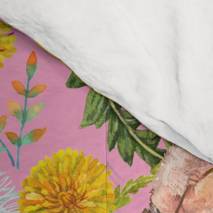 Dandelion Flowers with hedgehogs - pink Comforter Gallery Image 4