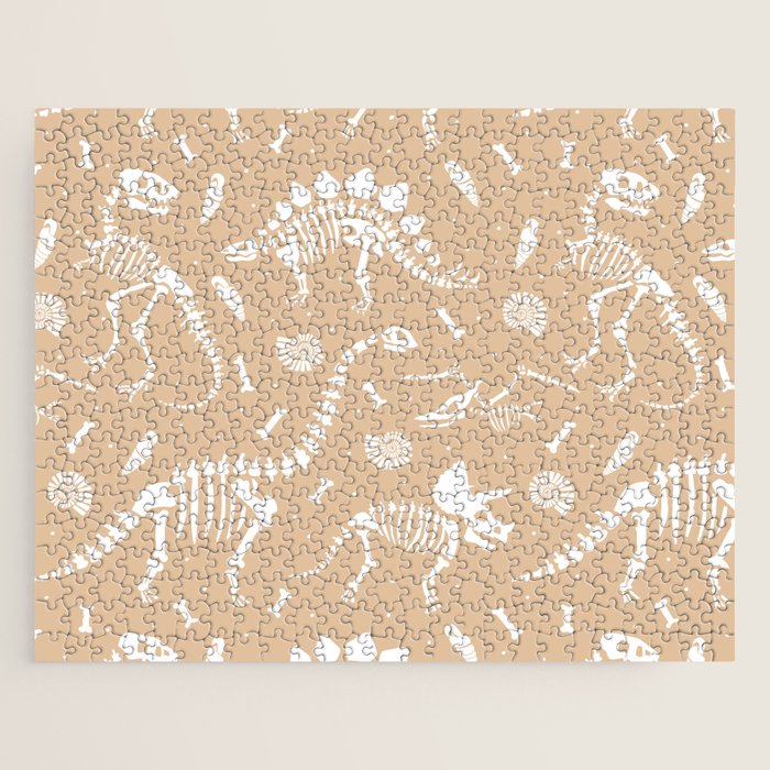 Dinosaur Fossils on Taupe Jigsaw Puzzle Gallery Image 1