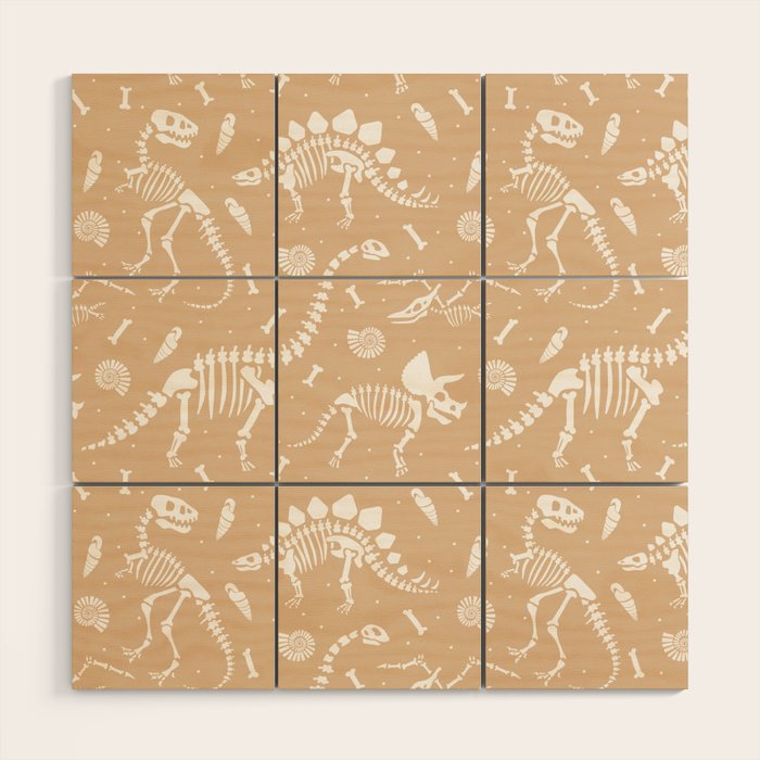 Dinosaur Fossils on Taupe Wood Wall Art Gallery Image 1
