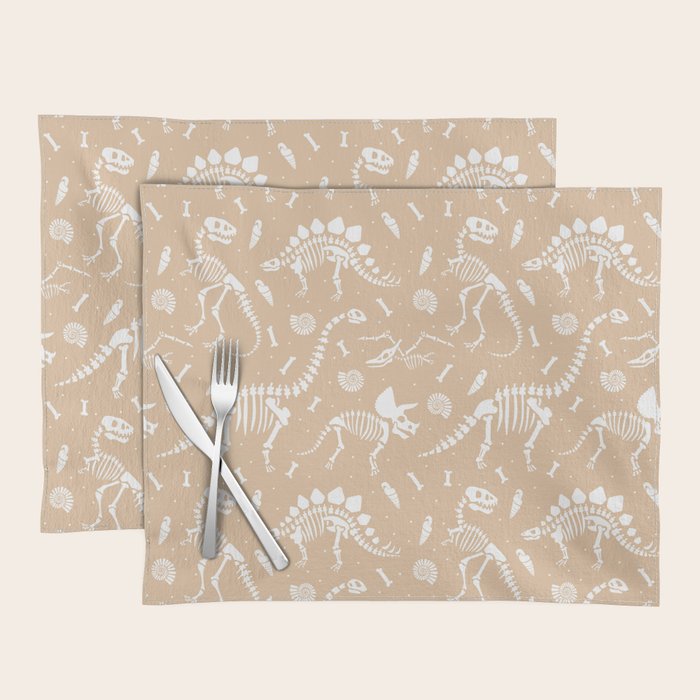 Dinosaur Fossils on Taupe Placemat Gallery Image 1