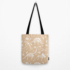 Dinosaur Fossils on Taupe Tote Bag Gallery Image 2
