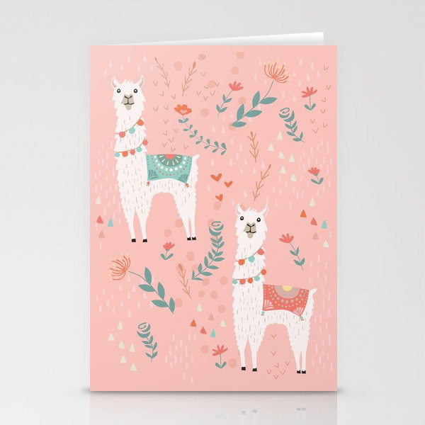 Lovely Llama on Pink Stationery Card Gallery Image 2
