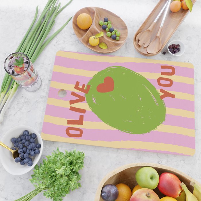 Love You Olive Kitchen Art Cutting Board Gallery Image 2