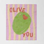 Love You Olive Kitchen Art Throw Blanket Gallery Image 2