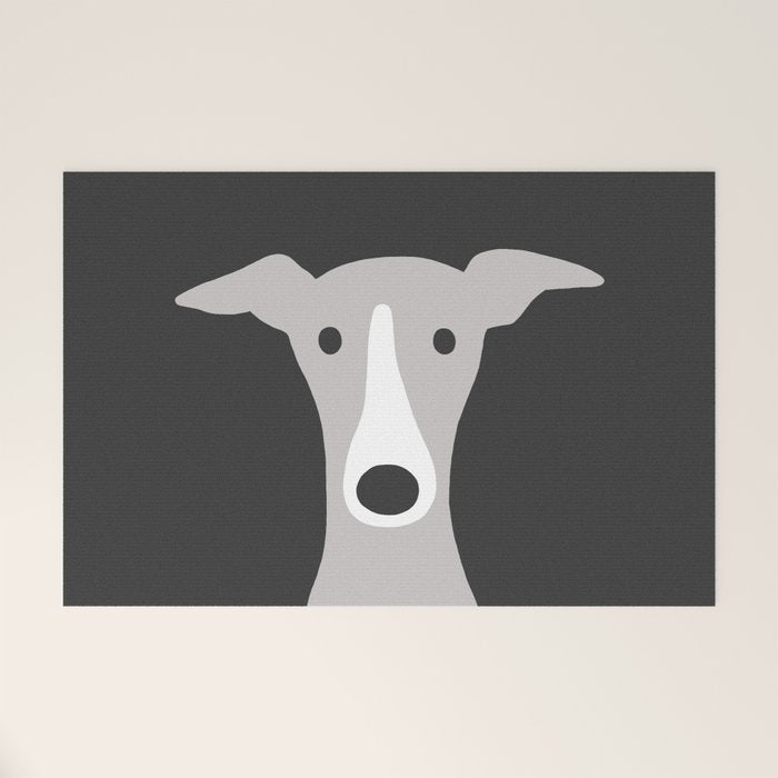 Cute Greyhound, Italian Greyhound or Whippet Cartoon Dog Welcome Mat Gallery Image 1