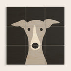 Cute Greyhound, Italian Greyhound or Whippet Cartoon Dog Wood Wall Art Gallery Image 1
