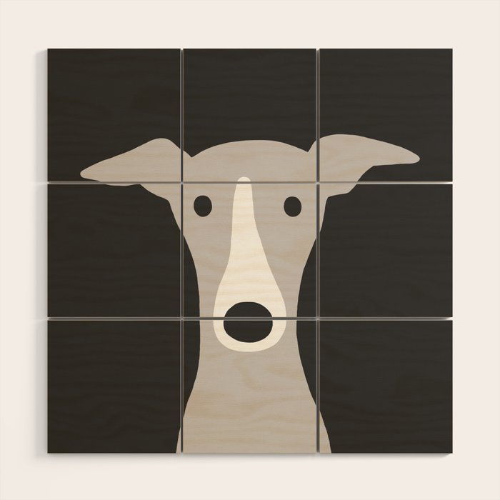 Cute Greyhound, Italian Greyhound or Whippet Cartoon Dog Wood Wall Art Gallery Image 1