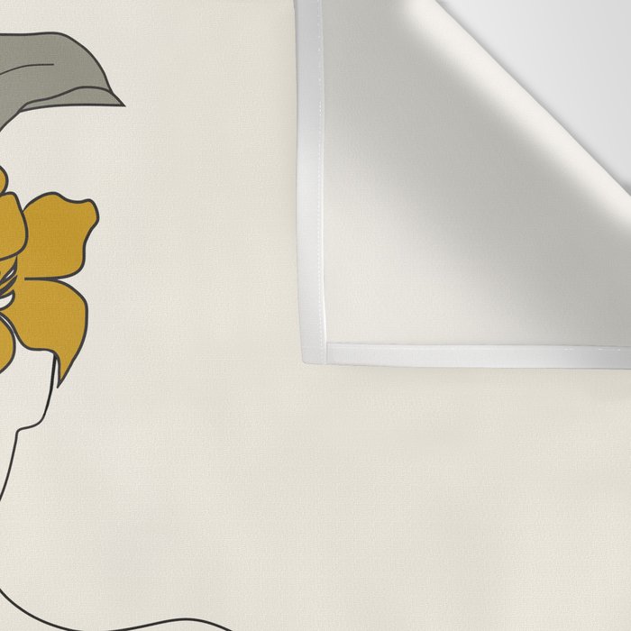 Colorful Thoughts Minimal Line Art Woman with Flowers IV  Wall Tapestry Gallery Image 3