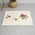 Colorful Thoughts Minimal Line Art Woman with Flowers IV  Rug Gallery Image 1