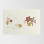 Colorful Thoughts Minimal Line Art Woman with Flowers IV  Rug Gallery Image 2