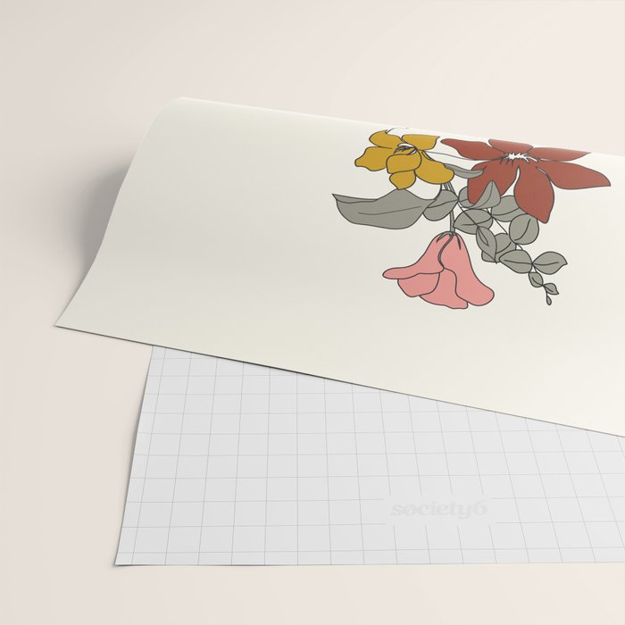Colorful Thoughts Minimal Line Art Woman with Flowers IV  Wrapping Paper Gallery Image 2